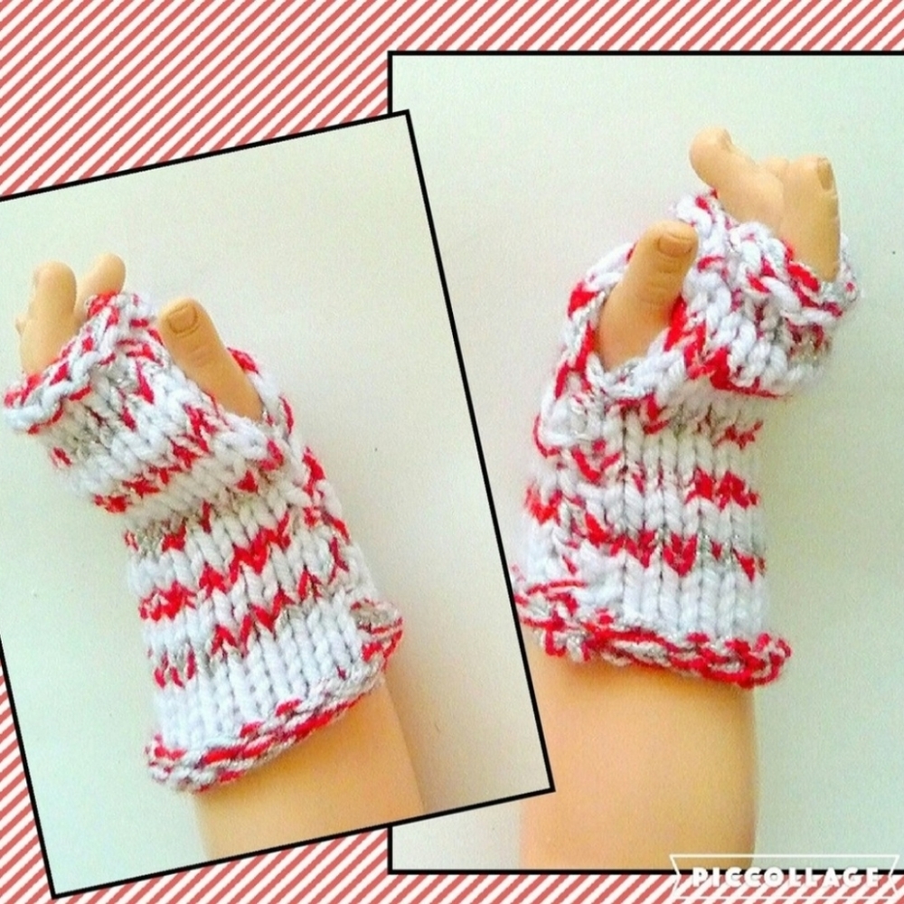 Wristwarmers Hand Made Red & White Stripe Candy Cane Girls Christmas
